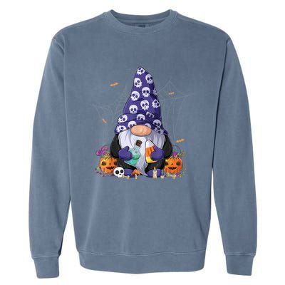 Cute Gnomes Happy Halloween Fall Candy Corn Pumpkin Garment-Dyed Sweatshirt