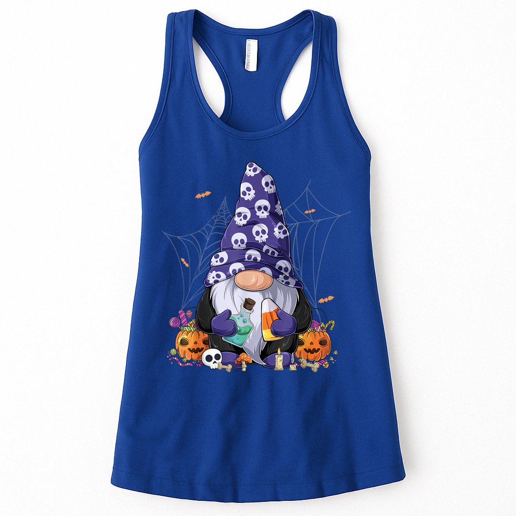 Cute Gnomes Happy Halloween Fall Candy Corn Pumpkin Womens Tank Top