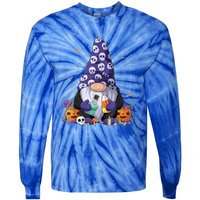 Cute Gnomes Happy Halloween Fall Candy Corn Pumpkin Tie-Dye Long Sleeve Shirt