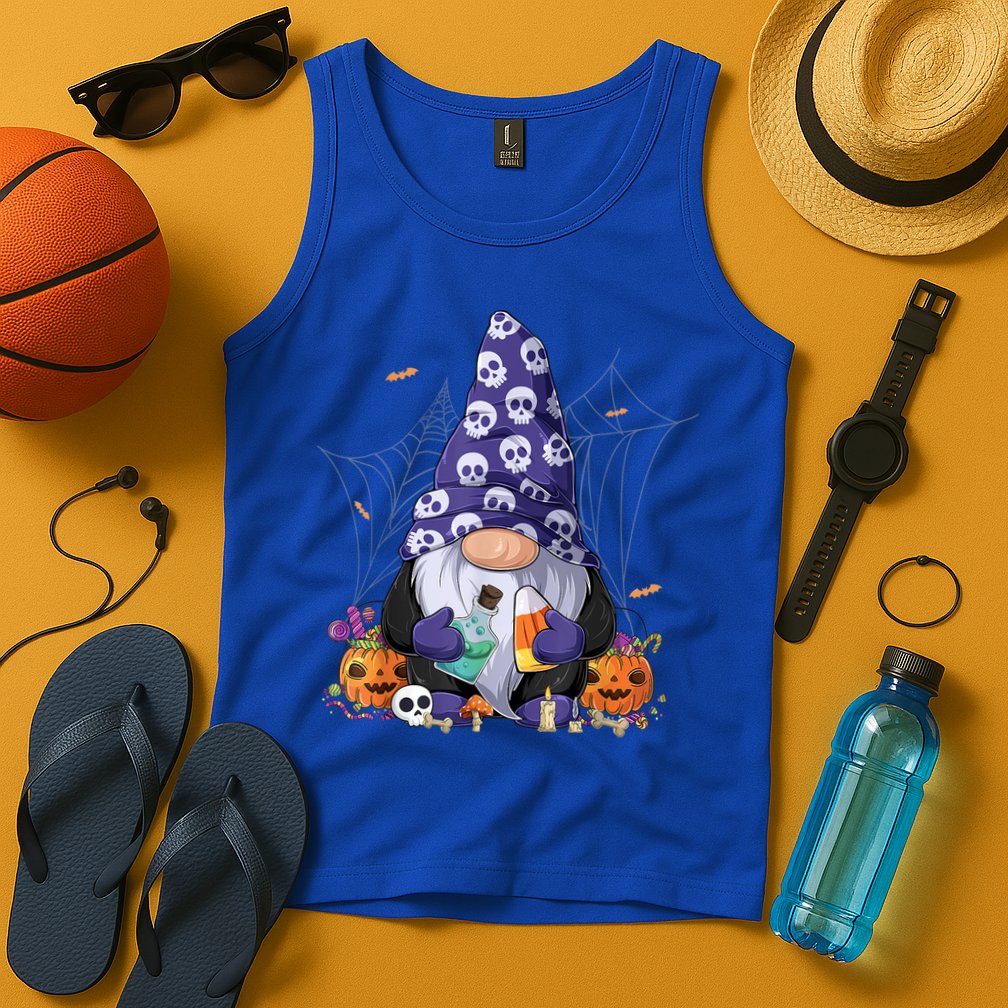 Cute Gnomes Happy Halloween Fall Candy Corn Pumpkin Tank Top