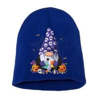 Cute Gnomes Happy Halloween Fall Candy Corn Pumpkin Short Acrylic Beanie