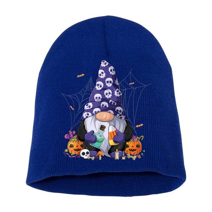 Cute Gnomes Happy Halloween Fall Candy Corn Pumpkin Short Acrylic Beanie