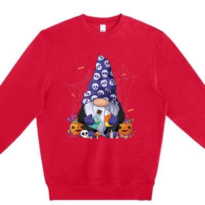 Cute Gnomes Happy Halloween Fall Candy Corn Pumpkin Premium Crewneck Sweatshirt