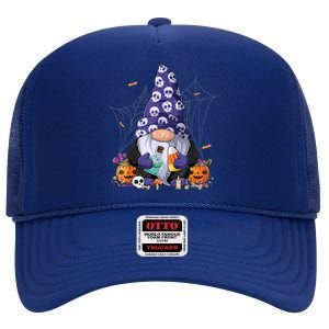 Cute Gnomes Happy Halloween Fall Candy Corn Pumpkin High Crown Mesh Back Trucker Hat