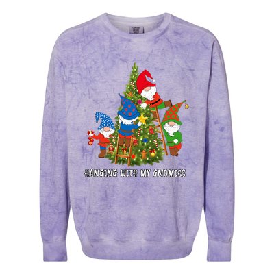 Christmas Gnome Hanging With My Gnomies Funny Tree Holiday Colorblast Crewneck Sweatshirt