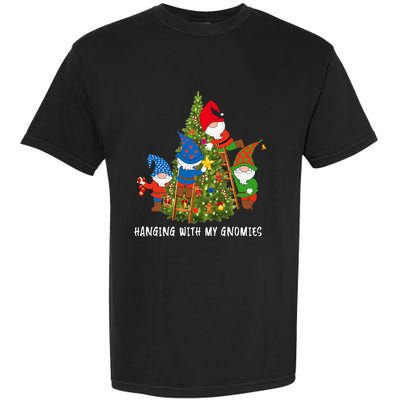 Christmas Gnome Hanging With My Gnomies Funny Tree Holiday Garment-Dyed Heavyweight T-Shirt