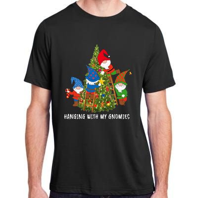 Christmas Gnome Hanging With My Gnomies Funny Tree Holiday Adult ChromaSoft Performance T-Shirt