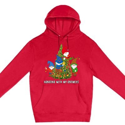 Christmas Gnome Hanging With My Gnomies Funny Tree Holiday Premium Pullover Hoodie