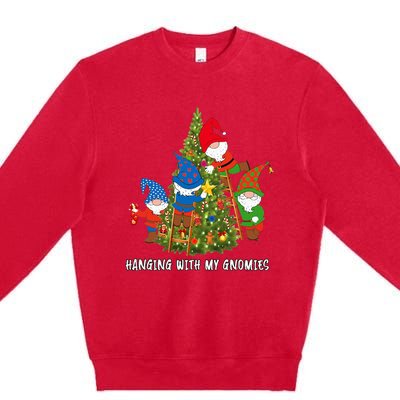 Christmas Gnome Hanging With My Gnomies Funny Tree Holiday Premium Crewneck Sweatshirt