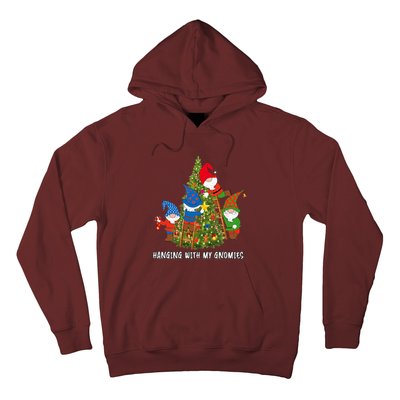 Christmas Gnome Hanging With My Gnomies Funny Tree Holiday Hoodie