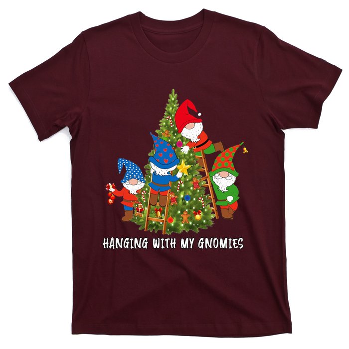 Christmas Gnome Hanging With My Gnomies Funny Tree Holiday T-Shirt