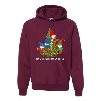 Christmas Gnome Hanging With My Gnomies Funny Tree Holiday Premium Hoodie