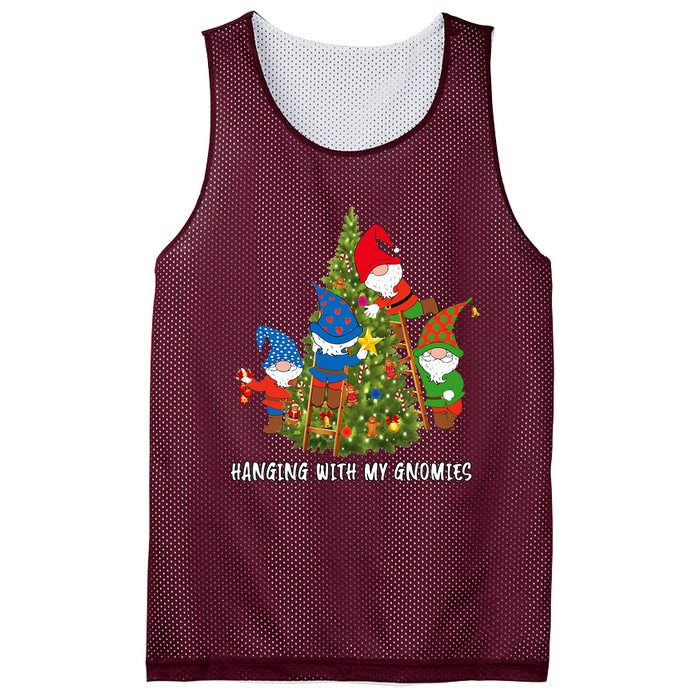 Christmas Gnome Hanging With My Gnomies Funny Tree Holiday Mesh Reversible Basketball Jersey Tank