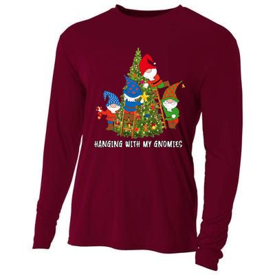 Christmas Gnome Hanging With My Gnomies Funny Tree Holiday Cooling Performance Long Sleeve Crew