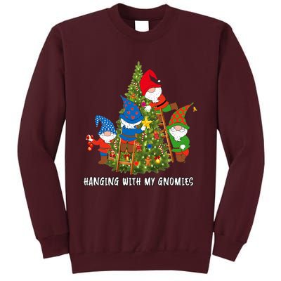 Christmas Gnome Hanging With My Gnomies Funny Tree Holiday Tall Sweatshirt