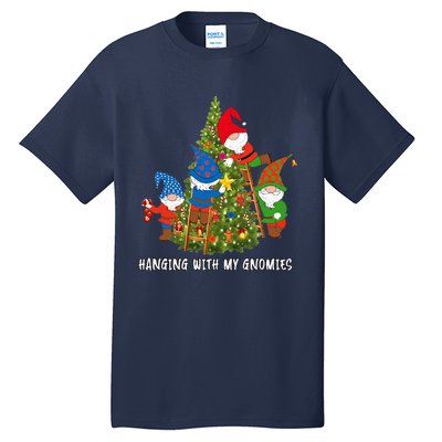 Christmas Gnome Hanging With My Gnomies Funny Tree Holiday Tall T-Shirt