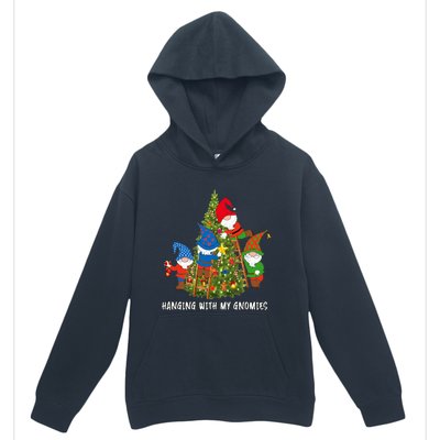 Christmas Gnome Hanging With My Gnomies Funny Tree Holiday Urban Pullover Hoodie