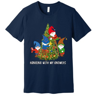 Christmas Gnome Hanging With My Gnomies Funny Tree Holiday Premium T-Shirt