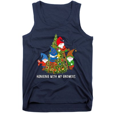 Christmas Gnome Hanging With My Gnomies Funny Tree Holiday Tank Top