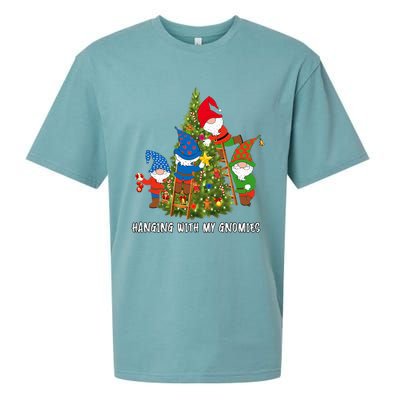 Christmas Gnome Hanging With My Gnomies Funny Tree Holiday Sueded Cloud Jersey T-Shirt