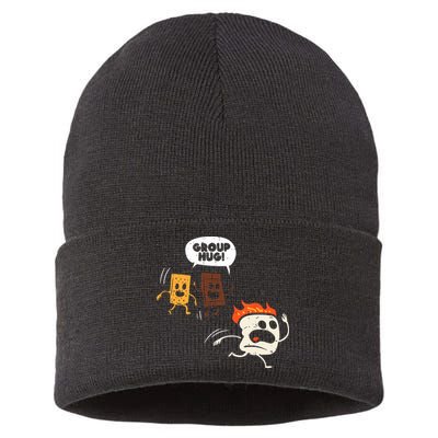 Camping Group Hug Smores Funny Marshmallow Men Women Kids Sustainable Knit Beanie
