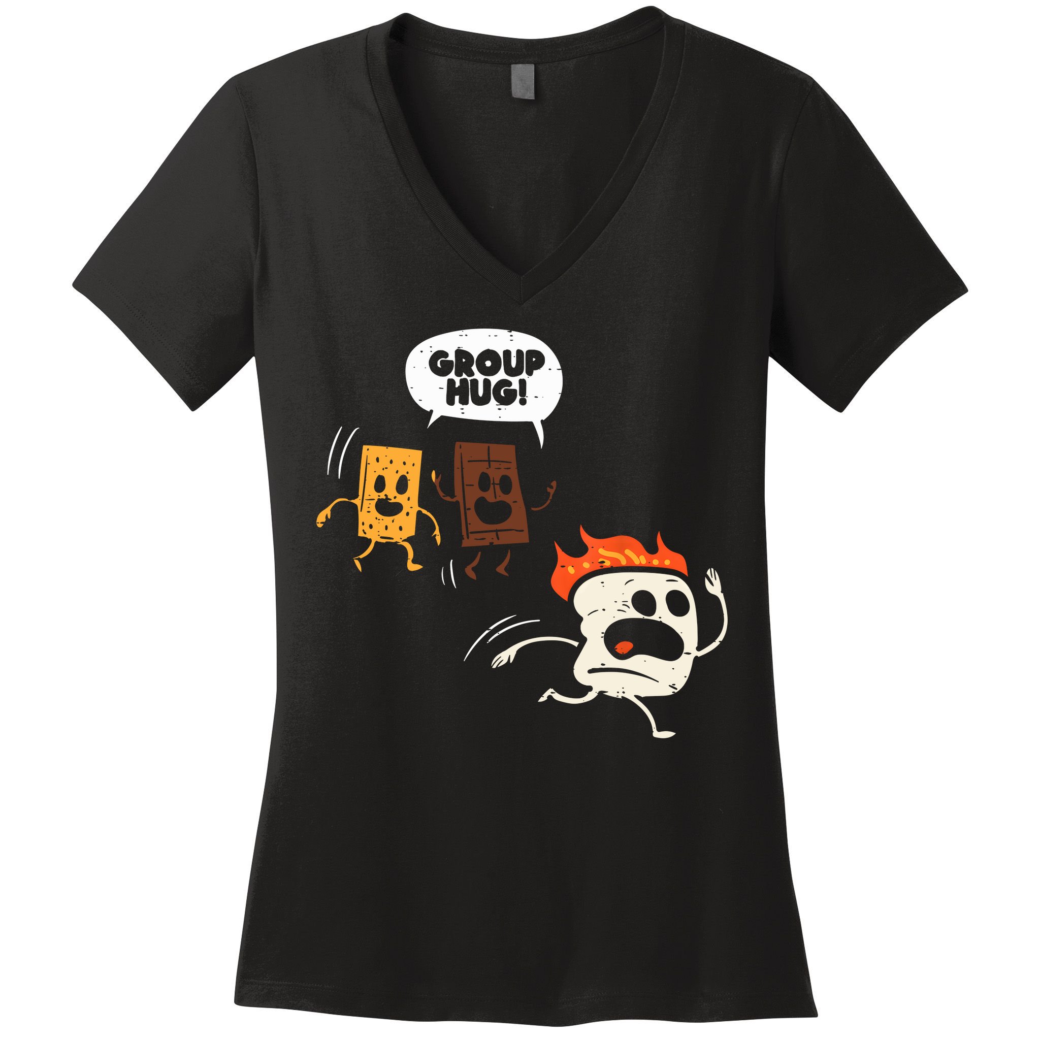 Camping Group Hug Smores Funny Marshmallow Men Women Kids Women's V-Neck T-Shirt