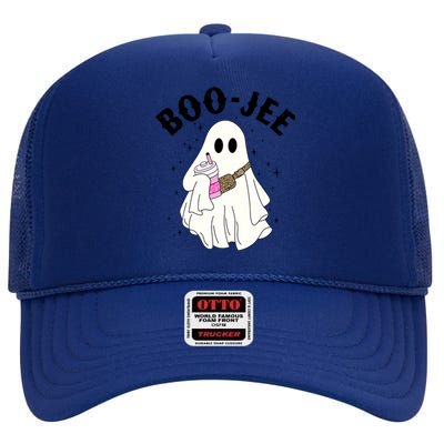 Cute Ghost Halloween Costume Boujee Boojee Spooky Season Gift High Crown Mesh Back Trucker Hat