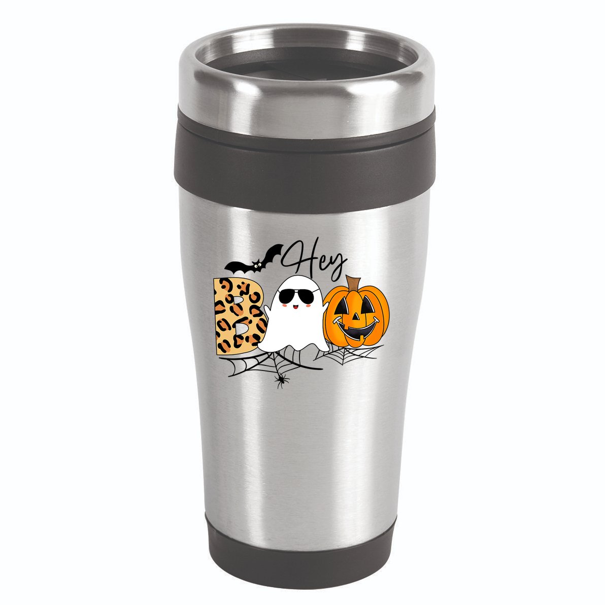 Cute Ghost Halloween Pumpkin Face Hey Boo Trendy Halloween 16oz Travel Tumbler