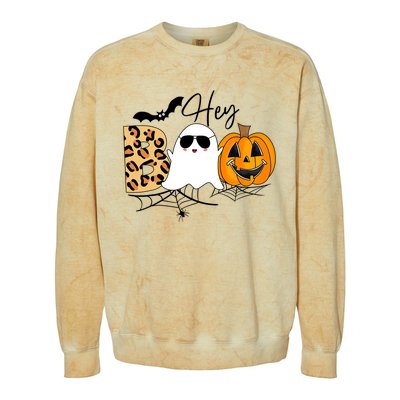 Cute Ghost Halloween Pumpkin Face Hey Boo Trendy Halloween Colorblast Crewneck Sweatshirt