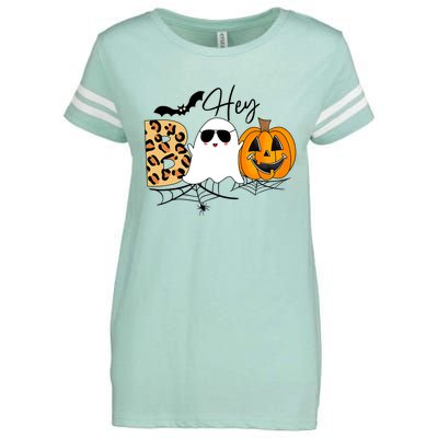 Cute Ghost Halloween Pumpkin Face Hey Boo Trendy Halloween Enza Ladies Jersey Football T-Shirt