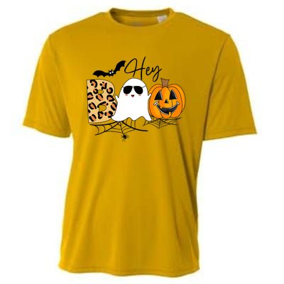 Cute Ghost Halloween Pumpkin Face Hey Boo Trendy Halloween Cooling Performance Crew T-Shirt