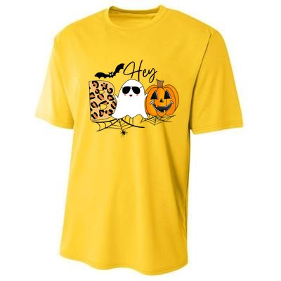 Cute Ghost Halloween Pumpkin Face Hey Boo Trendy Halloween Performance Sprint T-Shirt