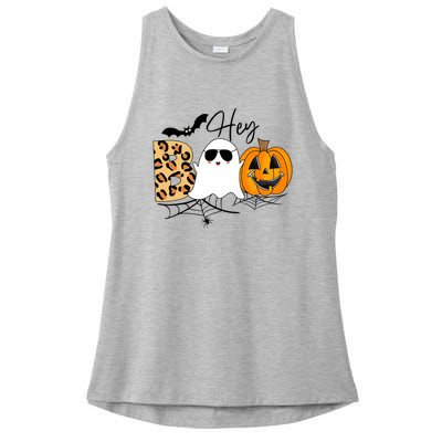 Cute Ghost Halloween Pumpkin Face Hey Boo Trendy Halloween Ladies PosiCharge Tri-Blend Wicking Tank