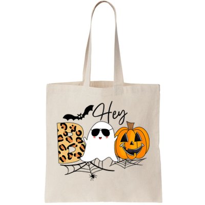 Cute Ghost Halloween Pumpkin Face Hey Boo Trendy Halloween Tote Bag