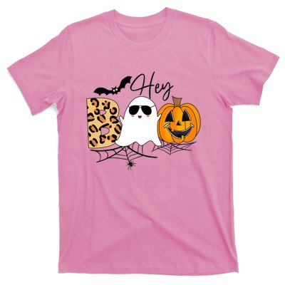 Cute Ghost Halloween Pumpkin Face Hey Boo Trendy Halloween T-Shirt