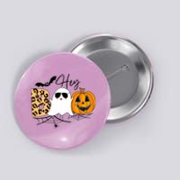 Cute Ghost Halloween Pumpkin Face Hey Boo Trendy Halloween Button