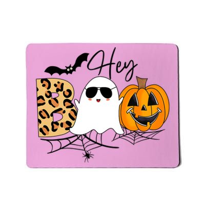 Cute Ghost Halloween Pumpkin Face Hey Boo Trendy Halloween Mousepad