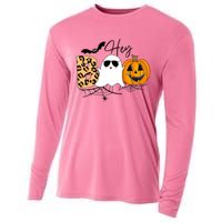 Cute Ghost Halloween Pumpkin Face Hey Boo Trendy Halloween Cooling Performance Long Sleeve Crew