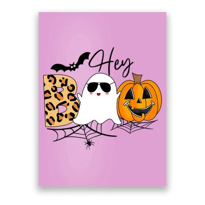 Cute Ghost Halloween Pumpkin Face Hey Boo Trendy Halloween Poster