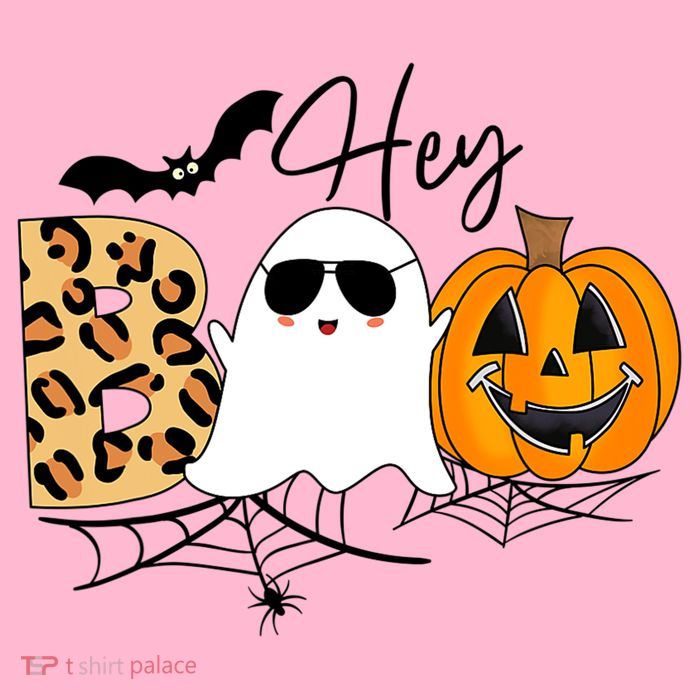 Cute Ghost Halloween Pumpkin Face Hey Boo Trendy Halloween Premium T-Shirt