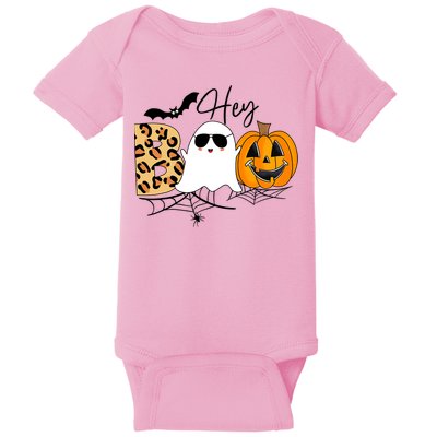 Cute Ghost Halloween Pumpkin Face Hey Boo Trendy Halloween Baby Bodysuit