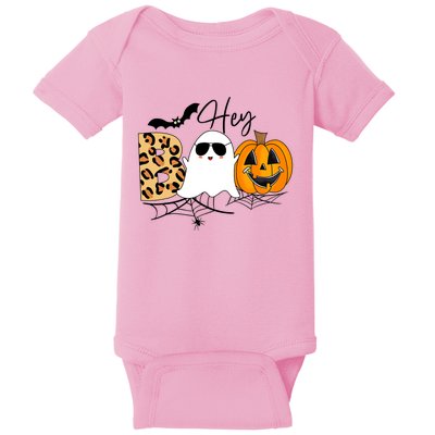 Cute Ghost Halloween Pumpkin Face Hey Boo Trendy Halloween Baby Bodysuit