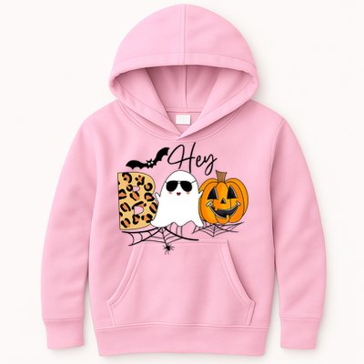 Cute Ghost Halloween Pumpkin Face Hey Boo Trendy Halloween Kids Hoodie