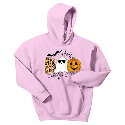 Cute Ghost Halloween Pumpkin Face Hey Boo Trendy Halloween Kids Hoodie