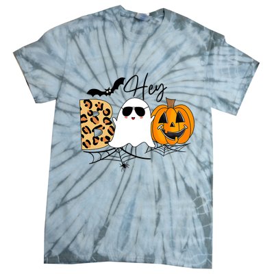 Cute Ghost Halloween Pumpkin Face Hey Boo Trendy Halloween Tie-Dye T-Shirt