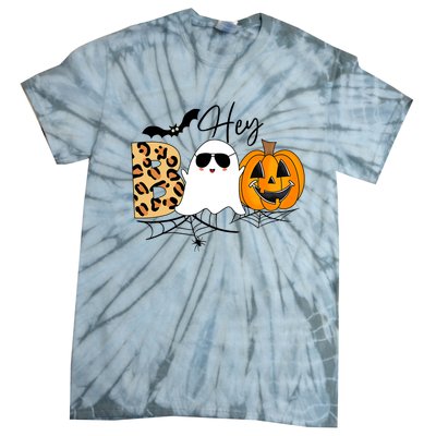 Cute Ghost Halloween Pumpkin Face Hey Boo Trendy Halloween Tie-Dye T-Shirt