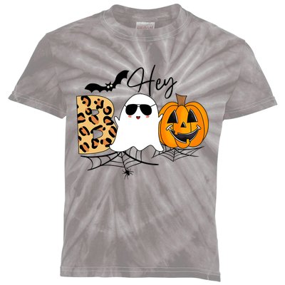 Cute Ghost Halloween Pumpkin Face Hey Boo Trendy Halloween Kids Tie-Dye T-Shirt