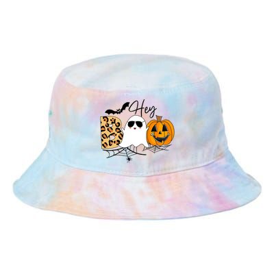 Cute Ghost Halloween Pumpkin Face Hey Boo Trendy Halloween Tie Dye Newport Bucket Hat