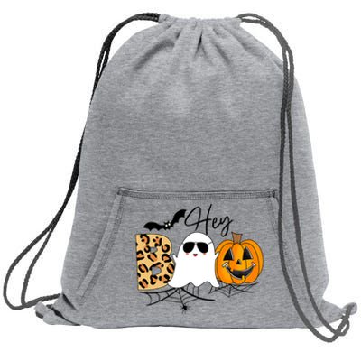 Cute Ghost Halloween Pumpkin Face Hey Boo Trendy Halloween Sweatshirt Cinch Pack Bag