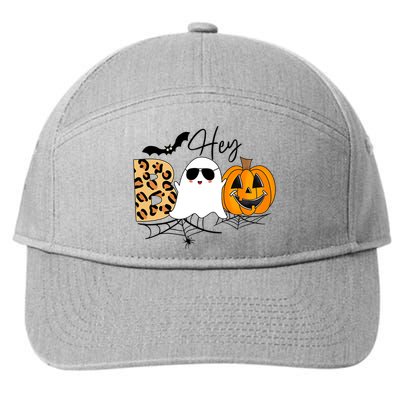 Cute Ghost Halloween Pumpkin Face Hey Boo Trendy Halloween 7-Panel Snapback Hat